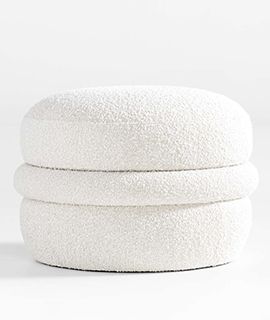 Macaron Boucle Round Storage Nursery Ottoman