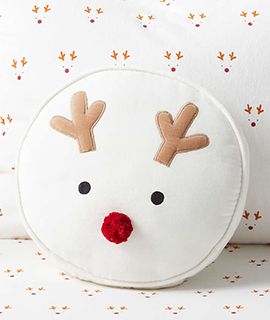 Christmas Reindeer Round Velvet Kids Throw Pillow