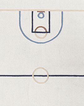 Modern Basketball Court Wool Area Rug