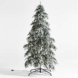 Flocked Downswept Pre Lit LED Christmas Tree 9'