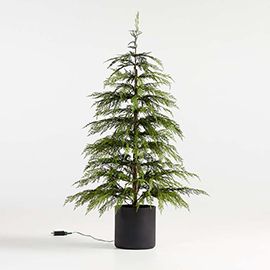 Faux Potted Hemlock Small Pre Lit LED Christmas Tree 4'