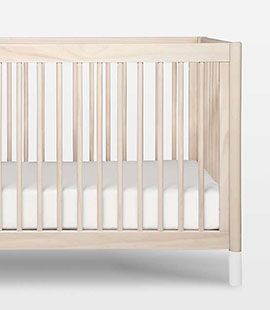 Babyletto Gelato White & Washed Natural Wood 4-in-1 Convertible Baby Crib with Toddler Bed Conversion Kit