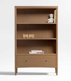 Hampshire Tall Natural Brown Wood 3-Shelf Kids Bookcase with Drawer