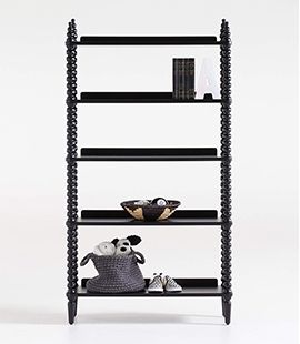 Jenny Lind Black Wood Spindle 5-Shelf Bookcase