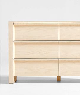 Gemini Light Ash Wood 6-Drawer Wide Dresser