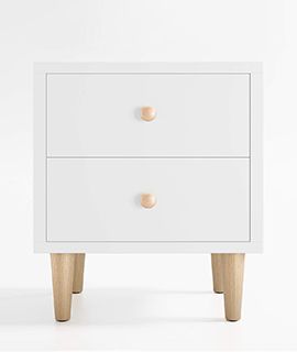 Finn White Wood 2- Drawer Nightstand
