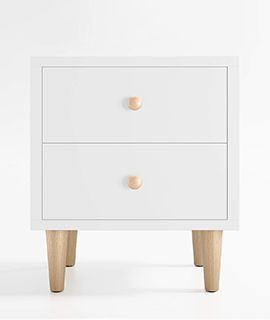 Finn White Wood 2- Drawer Nightstand