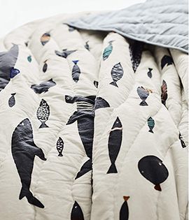 Shark School Embroidered Cotton Kids Quilt