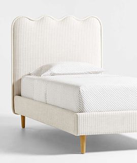 Waveland Ivory and Natural Stripe Upholstered Full Bed