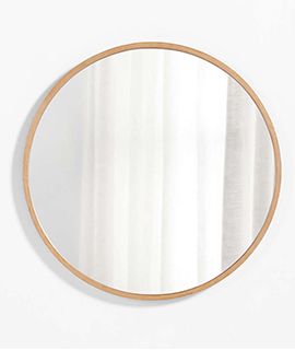 Reuna Oak Wood 31" Round Wall Mirror