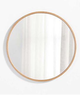 Reuna Oak Wood 31" Round Wall Mirror