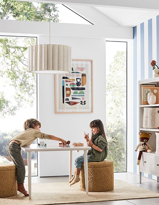 a stripe-filled playroom