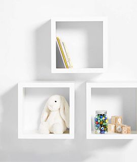 Ever Simple Wood Floating Cube Shelves