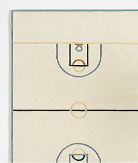 Modern Basketball Court Wool Colorful Area Rug