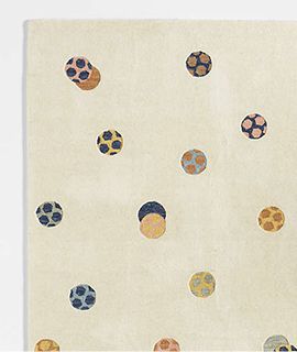 Modern Soccer Ball Wool Ivory Kids Colorful Area Rug