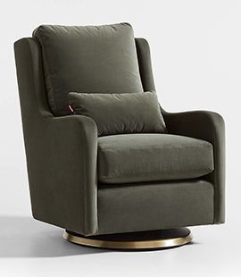 Milo Green Nursery Swivel Glider Chair with Gold Base