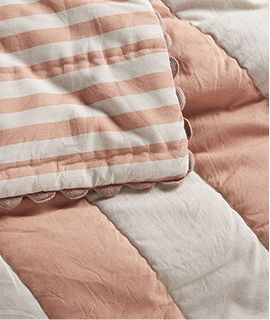 Riviera Terracotta Pink Stripe Organic Cotton Crib Quilt