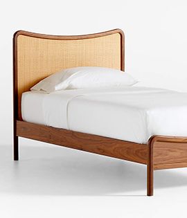 Rainey Walnut Wood and Cane Kids Bed