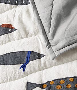 Shark School Cotton Embroidered Kids Quilt