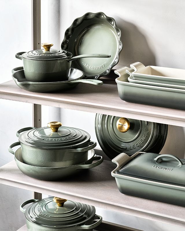 Le Creuset cookware in thyme