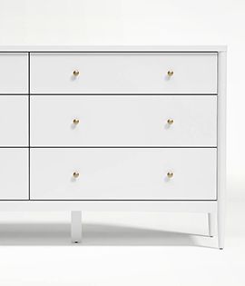 Hampshire White Wood 6-Drawer Kids Dresser