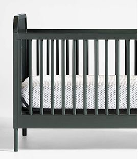 Maren Olive Green and Cane Convertible Baby Crib