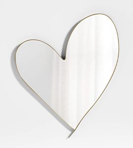 Large Heart Brass Metal Wall Mirror