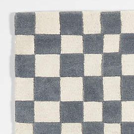 Imperfect Checkerboard Wool Smoke Blue Area Rug