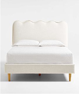 Waveland Ivory and Natural Stripe Upholstered Bed