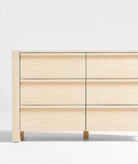 Gemini Light Ash Wood 6-Drawer Wide Dresser