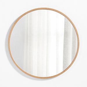 Finn Oak Wood 31" Round Wall Mirror