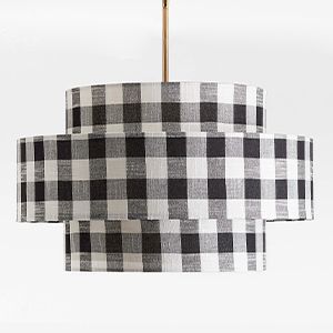 Reese Black Gingham Linen Ceiling Light