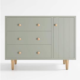 Finn Wide Sage Green Wood 3-Drawer Dresser