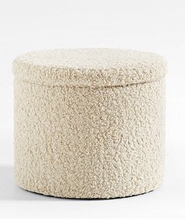 Dot Cream White Sherpa Storage Ottoman & Stool