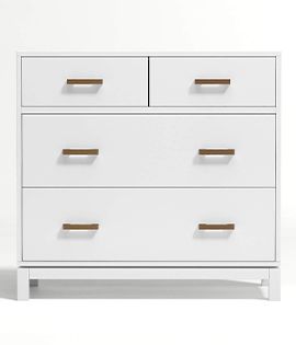 Parke White Wood 4-Drawer Kids Dresser