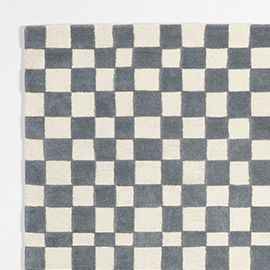 Imperfect Checkerboard Wool Smoke Blue Area Rug