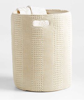 Nella Cream Cotton Waffle Weave Hamper