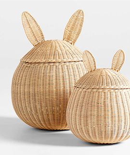 Large Wicker Bunny Floor Storage Basket