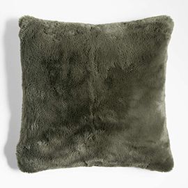 Burnt Green Faux Fur Pillow