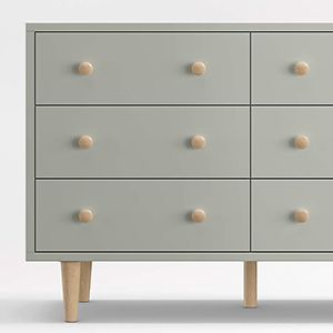 Finn Sage Green Wood Wide 6-Drawer Dresser