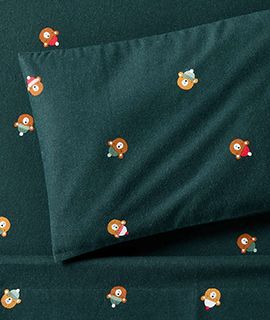 New! Supercozy Festive Bears Organic Cotton Flannel Sheets