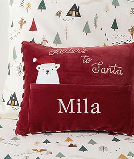 New! Letters to Santa with Envelope Velvet Christmas Throw Pillow