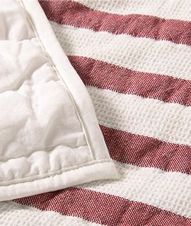 New! Red Striped Waffle Weave Organic Cotton Quilt