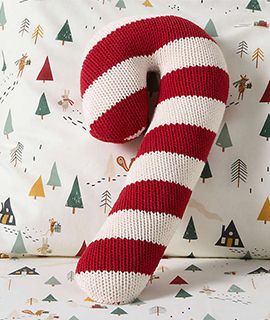 New! Candy Cane Shaped Kids Christmas Throw Pillow