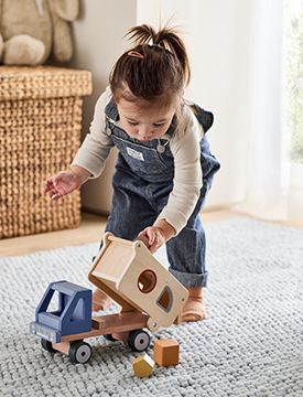 wood kids shape sorting truck