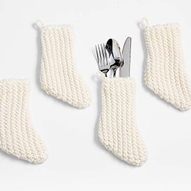 Winter White Knit Flatware Stockings Set of 4