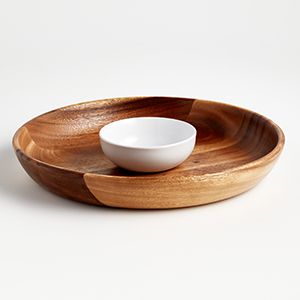 Tondo Acacia Chip & Dip Bowl