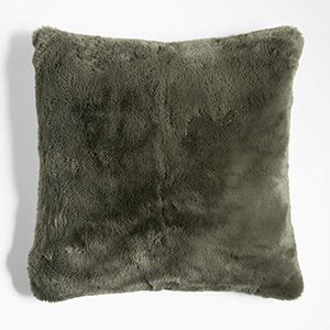 Burnt Green Faux Fur Throw Pillow