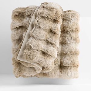 Textured Faux Fur Throw Pillow