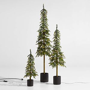 Faux Potted Slim Alpine Pre-Lit Trees